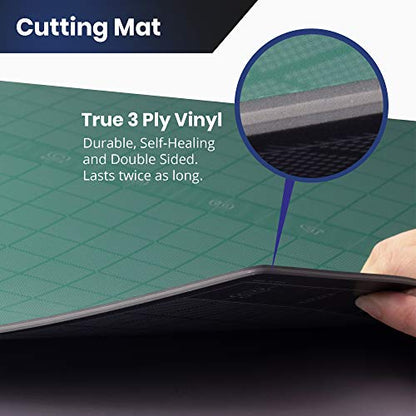 Pacific Arc Double Sided Self Healing Vinyl Rotary Cutting Mat - Thick & Durable for Sewing & Scrapbook Paper (18"x24") - size: 18"x24"