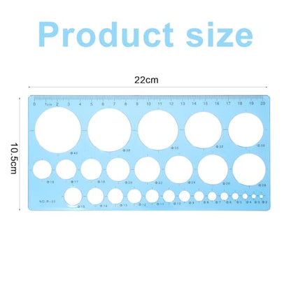 Circle Template Circle Stencil Circle Template for Drawing Circle Stencils Geometric Stencils Round Drawing Templates Plastic Transparent Ruler for School Office Supplies 2pcs