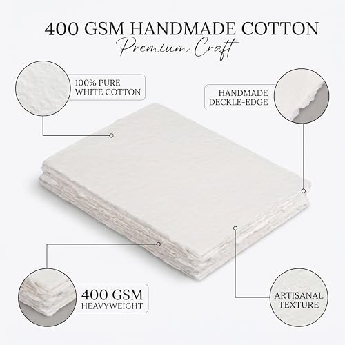 Leather Village Watercolor Paper 11.5''x7.5'', 400 GSM Cotton, 25 Sheets White - size: 11.5 inches X 7.5 inches