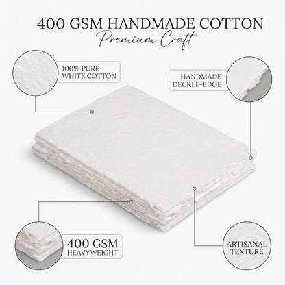 Leather Village Watercolor Paper 11.5''x7.5'', 400 GSM Cotton, 25 Sheets White - size: 11.5 inches X 7.5 inches