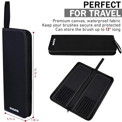 DUGATO Long Brush Holder & Organizer, Canvas Case 5.7 x 14.8 in, Black - color: Black, size: Large 5.7x14.8 inches