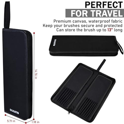DUGATO Long Brush Holder & Organizer, Canvas Case 5.7 x 14.8 in, Black (Pack of 2) - color: Black, size: Large 5.7x14.8 inches (Pack of 2)