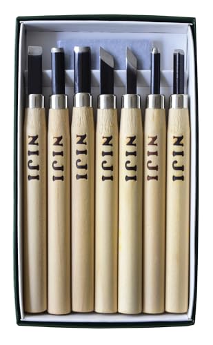 Niji Yasutomo Wood and Linoleum Cutting Set, Set of 7