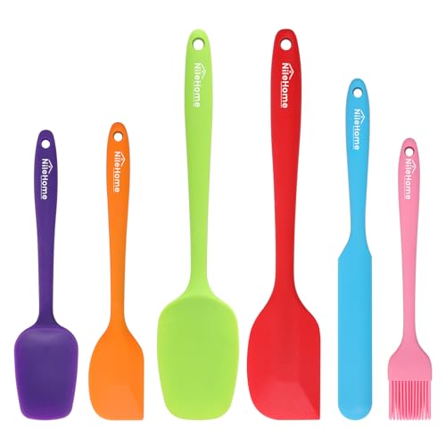 NileHome 6 Pieces Silicone Spatula Set with Silicone Brush,Multicolor - color: Multicolor