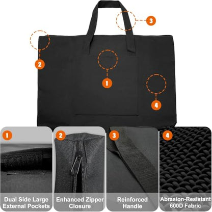 Cupohus Extra Large Waterproof Art Portfolio Tote Bag, 37'' x 49'' for 36'' x 48'' Black Light Weight Carrying Storage Case For Poster, Sketching, and Drawing - size: 36''x 48'' x 2"