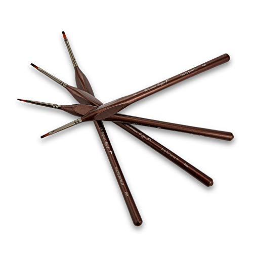 D'Artisan Shoppe Size 1 Detail Flat Miniature Paint Brushes 4pc Brush Set | Fine Tip Series: 4 synthetic #1 flat brushes, wood non-roll grip. Dry brushing miniatures, paint by number, craft - style: 4 pc Flat Tip (Size 1)