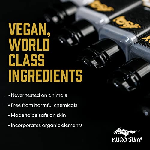Kuro Sumi - Outlining Black Tattoo Ink - Professional Tattoo Ink & Tattoo Supplies for Outlining & Shading - Skin-Safe Permanent Tattooing - Vegan (6 oz) | Premium, long-lasting brown tattoo ink made in the USA. Smooth flow, reliable pigment, and vivid co
