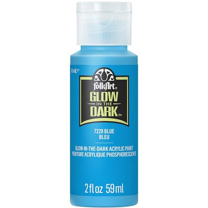 FolkArt Glow-in-the-Dark Acrylic Paint, 2oz., Blue - color: Blue, size: 2 Fl Oz (Pack of 1)
