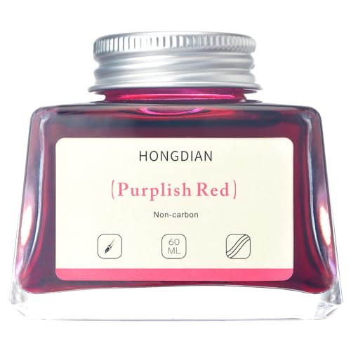 Hongdian Fountain Pen Bottled Ink Purplish Red Color, 60ml Non Carbon Inkwell Bottle, Artist Calligraphy Ink - color: Purplish Red