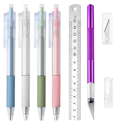 16Pcs Gyro Cut Hobby Knife Utility Carving Tools Kit Paper Cutter Pen Hobby Knife Set for Cutting Vinyl, Paper and Diamond Paintings - color: 4pcs