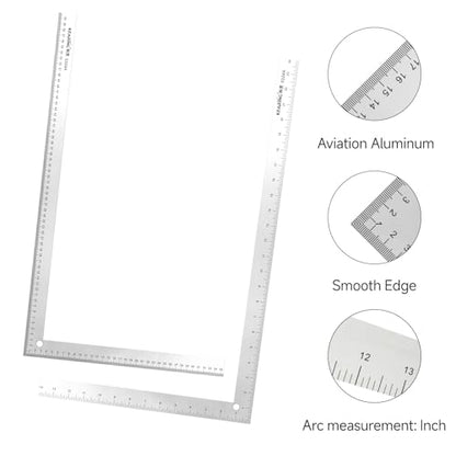 24"x14" L-Square Ruler Other Sided Metric 60x35cm for Sewing | Double-sided aviation aluminum ruler with 24"x14" imperial & 60x35cm metric scales. Sewing pattern making tool - style: 5324A(24"&60cm)