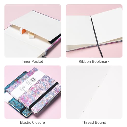 Lightwish Square Watercolor Journal,100% Cotton,300gsm/140lb,Acid-Free,24 Sheets Cold Press Watecolor Sketchbook for Artists Adults Students,6.29 * 6.29 Inches(Purple Sunset) - color: Purple Sunset