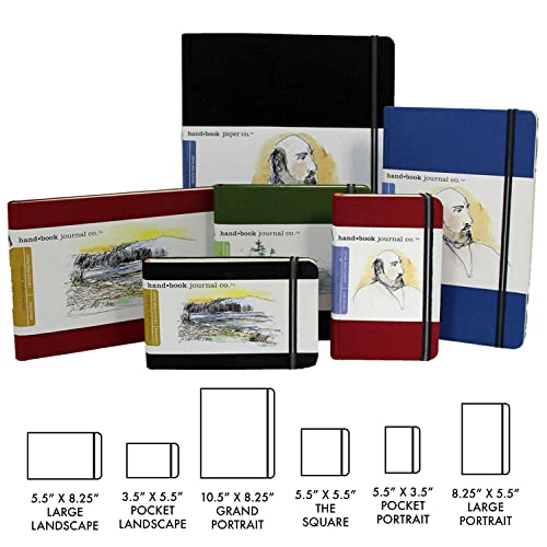 Handbook Journal Co. Travelogue Artist Canvas Cover Travel Notebook for Drawing and Sketching, Ultramarine Blue, Pocket Landscape 3.5 x 5.5 Inches, 130 GSM Paper, Hardcover w/Pocket - color: Ultramarine Blue, size: Pocket Landscape