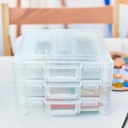 ArtBin 6913ZZ 12" x 12" Portable Art & Craft Organizer with Handle 3-Pack, [3] Plastic Storage Cases, Clear - size: 12" x 12" - 3-Pack
