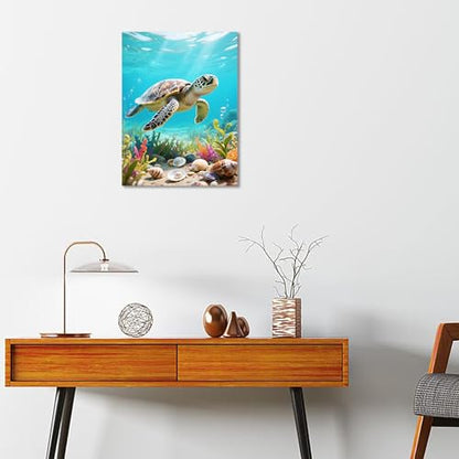 Muzagroo Art 5D Diamond Paintings Kits for Adults Sea Turtle Round Full Drill Diamonds Art Kits for Beginners Diamond Art Paintings Gem Art Kits Diamond Dots 11.8x15.8in (Sea Turtle) - color: Sea Turtle 2