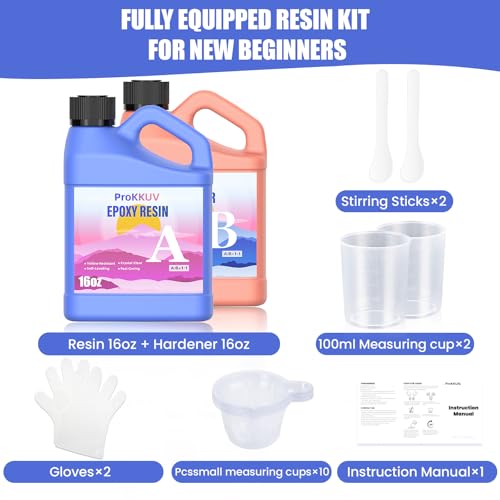 Epoxy Resin 32OZ Crystal Clear Epoxy Resin Kit for Art Crafts | Bubble Free Self Leveling Mix 1:1 Resin for Art Resin Casting Resin DIY Art Crafts - color: 32 OZ