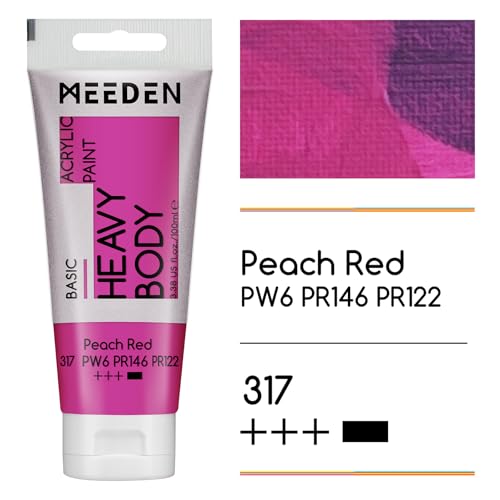 MEEDEN Acrylic Paint Peach Red: 100ml/3.38oz x 2 with Titanium White - color: Peach Red, size: 2 Tubes
