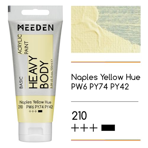MEEDEN Acrylic Paint Naples Yellow Hue: 100ml/3.38oz x2 with Titanium White - color: Naples Yellow Hue, size: 2 Tubes