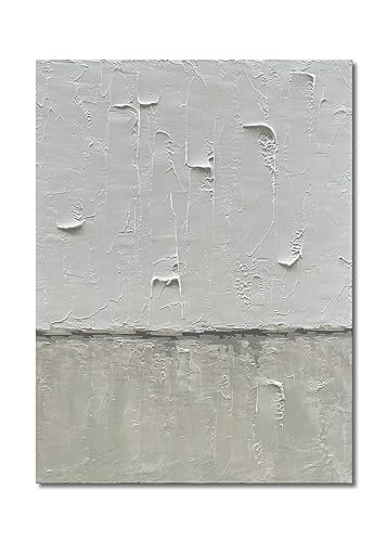 NANKAI Hand Painted Grey and White Art Canvas Paintings Minimalist Abstract Oil Painting Wall Art 40x28 Inch Art Home Decoration Wall Ready to Hang - color: Nkhb073