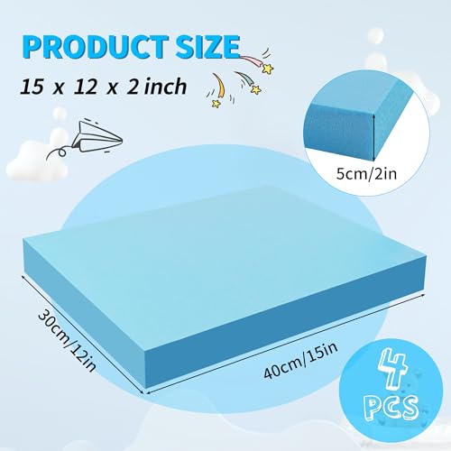 LuckyFoam Blue 4 Pack 15x12x2 inch Foam Sheets 2 Inch Thick | Polystyrene Rectangles XPS Foam Board Craft for Insulating DIY Modeling Art Supplies - color: blue, size: 15x12x2 inch 4pcs