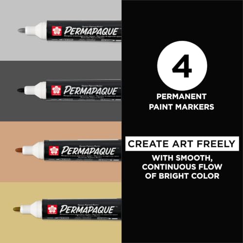 SAKURA Permapaque Paint Markers, Assorted Metallic, 1.2 & 5.5 mm, 4 Pack - size: 4 Piece, style: Metallics