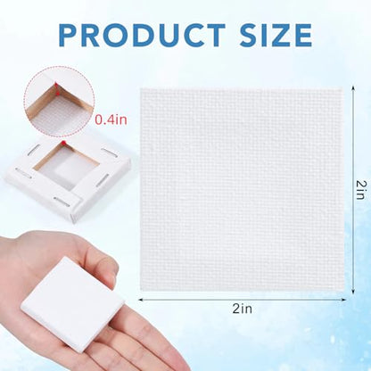 Prudiut Mini Stretched Canvas 30 Pack, 2 x 2 Inch, White | Primed cotton canvas, compact size, for acrylic oil tempera gouache, painting crafts classroom use