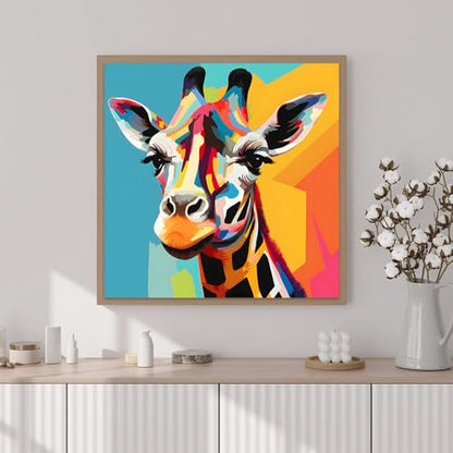 Artunion Framed Paint by Numbers Kit for Adults Beginners & Kids Ages 8-12,Colorful Giraffe Paint by Number with Frame, Acrylic Paint by Numbers Kit on Canvas 10 * 10 Inch Without Easel - color: ZXT-185-F