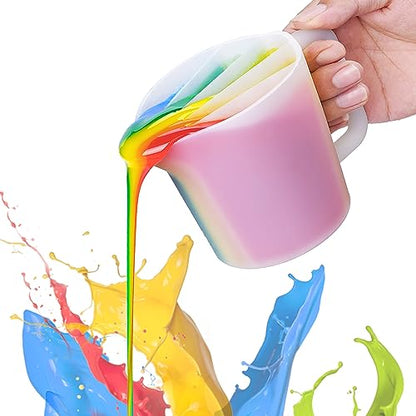 LET'S RESIN 17oz Silicone Split Cup with Handle, 5 Channels | Thick reusable 500 ml cup has five channels and a handle for controlled acrylic paint pouring and resin art - size: 1 Cup (17 oz)