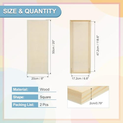 MECCANIXITY 6 Pack Wood Canvas Boards, 8x20 Inch Art Canvases Square Unfinished Wood Panel for Painting, Crafts, DIY Projects, Pouring Art - size: 8x20 Inch