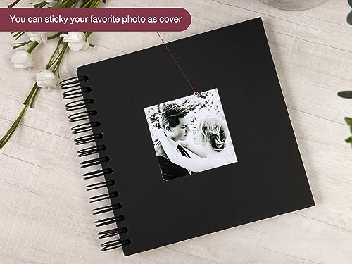 potricher 8 x 8 Inch DIY Scrapbook Album 80 Pages with Kraft Paper, Black - color: Black, size: 8 Inch 80 Pages