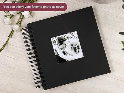 potricher 8 x 8 Inch DIY Scrapbook Album 80 Pages with Kraft Paper, Black - color: Black, size: 8 Inch 80 Pages