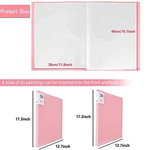 Huacan A3 Diamond Art Storage Book 30 Pages 60 Views Portfolio Presentations Folder Diamond Art Accessories - color: Pink