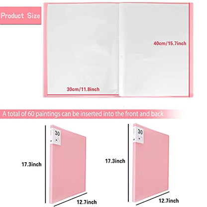 Huacan A3 Diamond Art Storage Book 30 Pages 60 Views Portfolio Presentations Folder Diamond Art Accessories - color: Pink