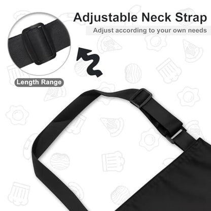 VALOME 2 Pack Kitchen Aprons with Pockets, Cooking Chef Apron for Men Women | Adjustable Neck Strap, Unisex Bib Soft Aprons, Cotton-Blend, for Grilling Cooking Gardening Baking - color: Pure Black & Black