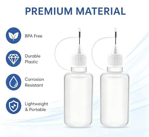 2pc 5ml Precision Needle Tip, Empty Dropper Plastic Bottles, glue needle applicator, Applicator DIY Quilling Tool Squeeze Bottle for Paper Quilling DIY Craft