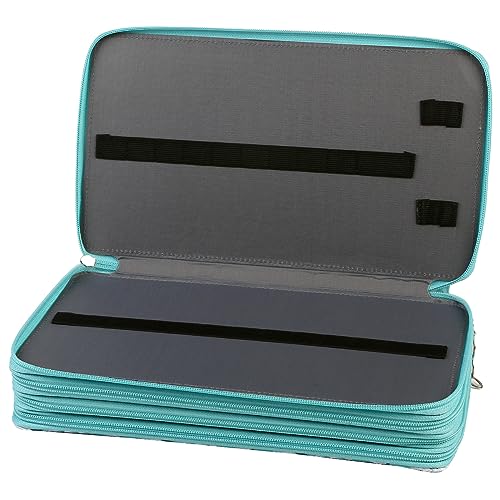 300 Slots Pencil Case 4-Layer Zipped Holder w/Handle - color: Daisy, size: 300