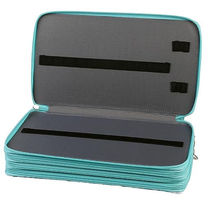 300 Slots Pencil Case 4-Layer Zipped Holder w/Handle - color: Daisy, size: 300