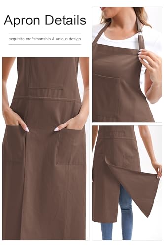 Nanxson Pottery Apron Split Leg with 3 Pockets & Adjustable Buckle | cotton material,Long apron,adjustable waist tie,for Pottery Ceramic Wheel DIY Art Garden - color: Brown