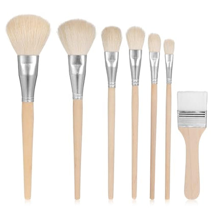 7Pcs Versatile Mop Brush, Goat Hair Blending Paint Brushes | Detailed Paint Brushes for Acrylic Painting, Pottery Glazing, Watercolor, Oil, Gold foil Paintings, Clay Art