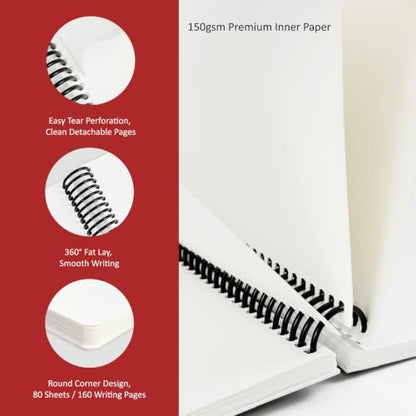 Hardcover Sketchbook,7.2"x8.3"Spiral Bound Drawing Pad,Red Grid | 150gsm(92lb)Acid-Free Thick Paper,Blank Art Journal for Adults,Artists&Beginners,Ideal for Sketching,Doodling and Mixed Media - color: red grid
