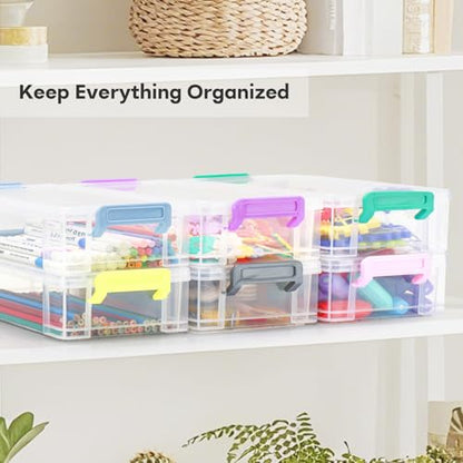 Large Plastic Clear Hart Pencil Box Case For Crayons, Markers, Art Supplies - color: Blue