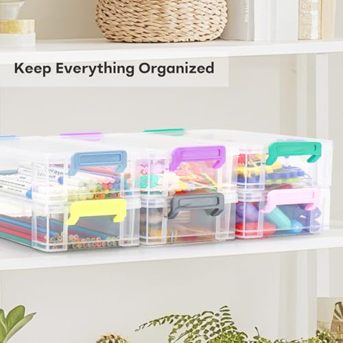 Large Plastic Clear Hart Pencil Box Case For Crayons, Markers, Art Supplies - color: Pink