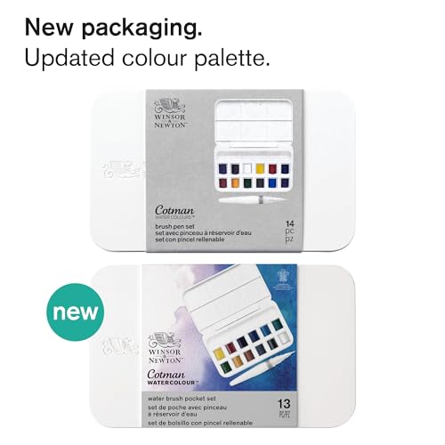 Winsor & Newton Cotman Watercolor Paint Set, 12 HP Water Brush Pocket Set - style: 12 Half Pan Water Brush Set