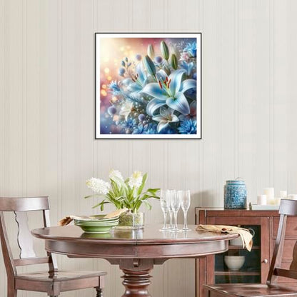 Anuver Diamond Painting Kits for Adults Lily Flower, 5D Round Diamond Art Kits for Beginners, DIY Full Drill Crystal Gem Painting Kits for Home Wall Decor 12x12Inch