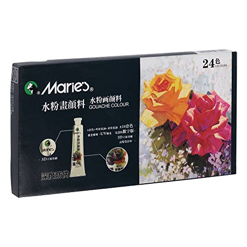 Marie's Artist Gouache Paint Sets - Highly Pigmented Gouache for Painting, Artists, Illustrators & Designers - Set of 24 Assorted Color Tubes (12mL/0.4oz) - size: Set of 24 - 12 ml