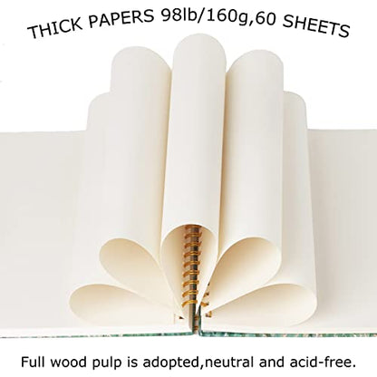Van Gogh Aesthetic Art Mixed Media Sketchbook,A4 Spiral-Bound SketchbookMarker Paper Pad, 80 Pages of Premium 200 GSM Smooth Thick Paper, Mixed Media Sketch Book Drawing and Sketching for Kids Adults - color: Green Wheat Fields A4