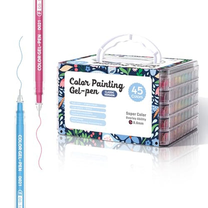 Acrylic Gel Pens for Coloring, 45 PCS Premium Gift Box Set - color: 45 Colors