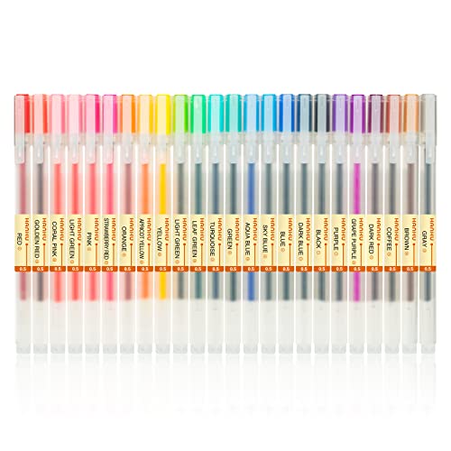 XSG Premium Gel Ink Pen Fine Point Pens Ballpoint Pen 0.5mm for Japanese Office School Stationery Supply24 Packs - color: 24colorful
