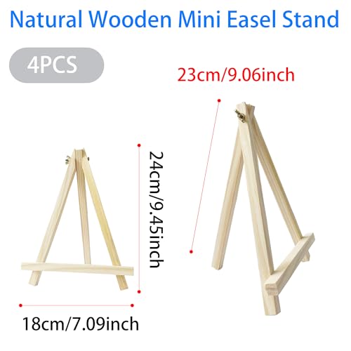 4PCS 9" Wood Display Easel, Portable Canvas Photo Picture Sign Holder, Natural Wooden Tabletop Stand for Small Canvas Art Photos Business Cards Wedding Decoration Painting Studio - style: 9 Inch