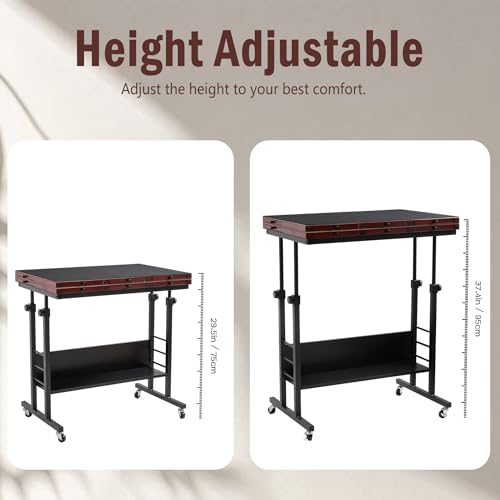 Tektalk 2000 Piece Foldable Puzzle Board with Height Adjustment, Jigsaw Puzzle Table with 2 Felt Cover & 8 Sorting Trays/Drawers, Puzzle Easel with Legs, Enclosed with 4 Roller Wheels - Black - color: Black